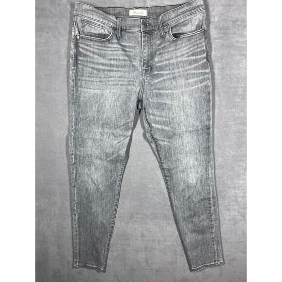 Madewell Skinny Jeans Women 32 Gray Denim High-Rise Medium Wash 5-Pockets Preppy - Picture 1 of 9